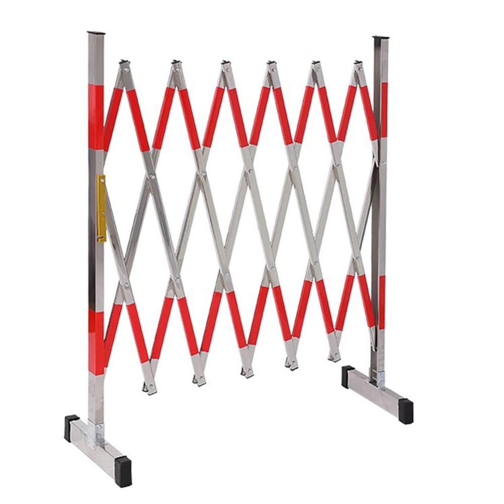 Foldable Stainless Steel Telescopic Barrier, Removable Safety Guardrail for Traffic Control and Road Closures, Easy Storage, 1.2 x 2.5 m (A)