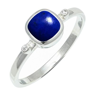 SILVERTROVE Lapis Lazuli Silver-Plated Handmade Band Ring
