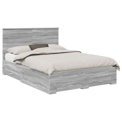 vidaXL Gray Sonoma Bed Frame 160 x 200 cm Wood-Based Panel