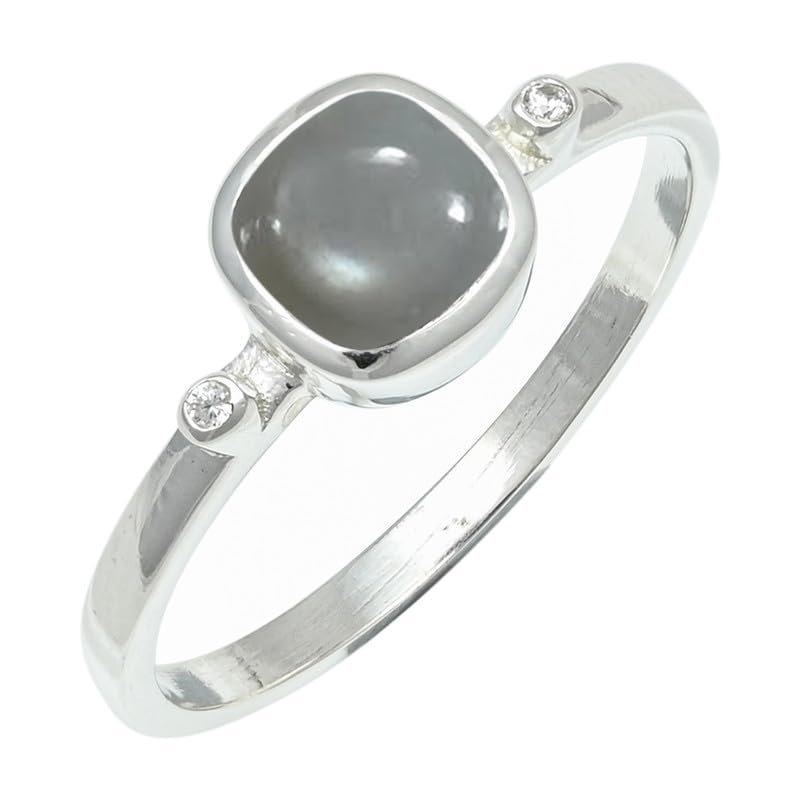 SILVERTROVE Gray Moonstone Gemstone Ring for Men and Women, Silver-Plated, Size 74 (23.6)