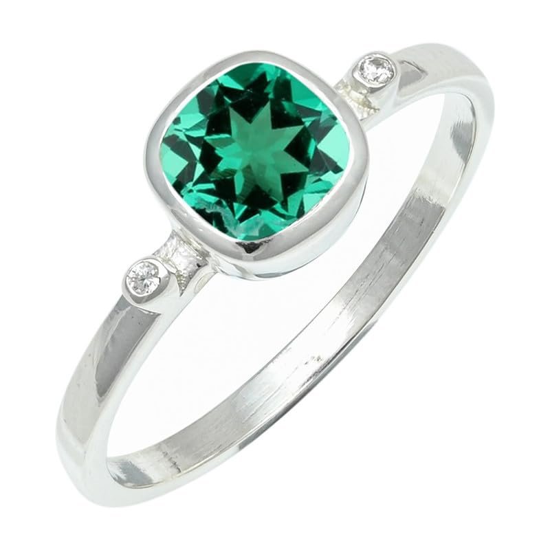 SILVERTROVE Lab-Created Emerald Silver-Plated Ring for Women and Men, Handmade Jewelry CRG1245AN29_(75 (23.9))