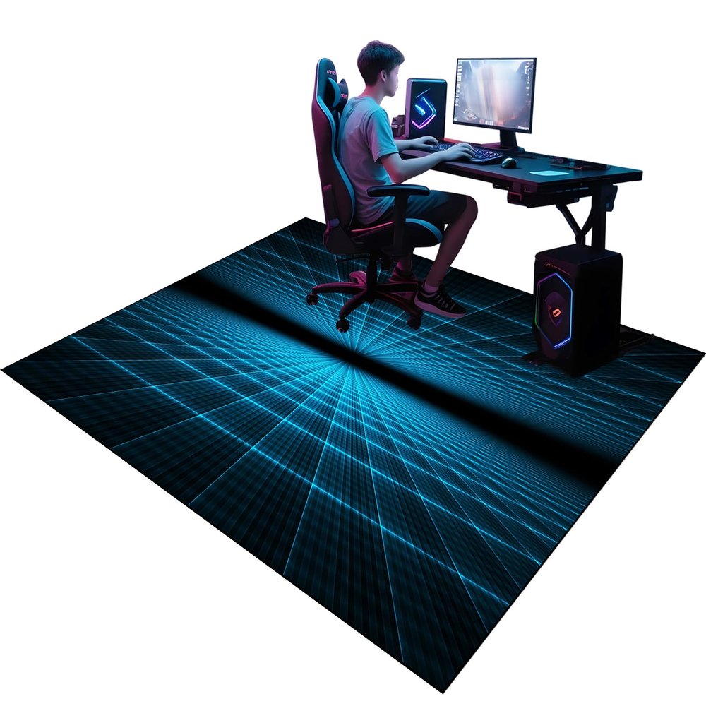 Gaming Floor Protection Mat for Hard Floors & Carpets, 100 x 160 cm, Office Chair Mat, Scratch-Resistant, Non-Slip