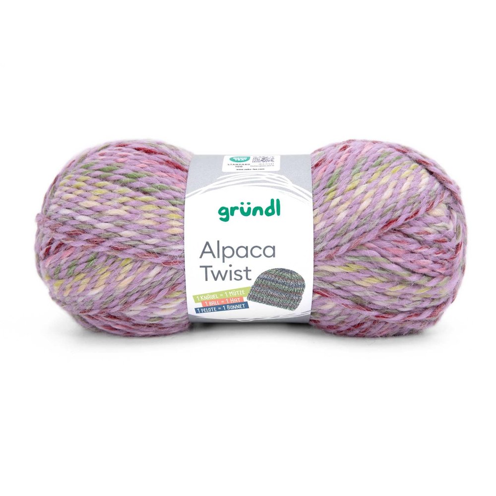 Gründl Alpaca Twist Yarn, 1 Skein, 100 g, Rose-Green-Bordeaux