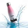 Gravur-Max Personalized Stainless Steel Water Bottle 500 ml, Double-Wall Insulated Thermos Bottle, Keeps Drinks Warm for 13 Hours and Cold for 24 Hours, Leakproof, with Dren Skyline and Custom Name, White/Pink view 3