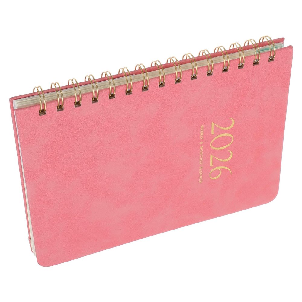 FOMIYES 2026 Weekly and Monthly Planner Spiral Notebook with Durable PU Cover, 360° Lay-Flat Appointment Calendar for Women and Professionals, English Layout, Goal Tracking