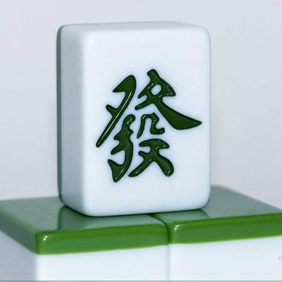 ININOSNP Mahjong Game Set, Chinese Mahjong with 144 Engraved Tiles, Green, 44#