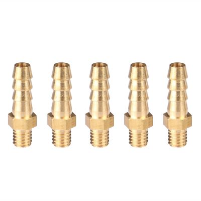 5-Piece Brass Tube Adapter Set, Hose Barb to Metric Male Thread, M3–M10