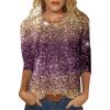 Women's New Year's Eve Glitter Sequin Tunic Top, Purple, L view 1