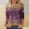 Women's New Year's Eve Glitter Sequin Tunic Top, Purple, L view 2