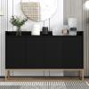 FGXHHS Modern Kitchen Sideboard with 4 Doors, Adjustable Shelves (3 Positions), Black Wood Cabinet, Gold-Tone Metal Legs, 120 x 30 x 80 cm view 1
