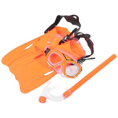 Healeved Snorkeling Set with Mask, Snorkel and Fins, Lightweight, Comfortable and Compact, Size 35–39, Orange