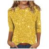 Women's New Year's Eve Outfit, Glitter Top, Festive Elegant Sequin Blouse Shirt, Carnival Glitter Tunic Top, Yellow, XXL view 1