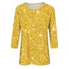 Women's New Year's Eve Outfit, Glitter Top, Festive Elegant Sequin Blouse Shirt, Carnival Glitter Tunic Top, Yellow, XXL view 4