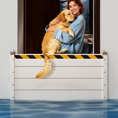 Reusable Aluminum Flood Barrier, Silver, 135 × 40 cm