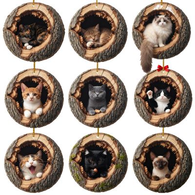 Animal Christmas Ornament, 2D Flat Acrylic Woodland Animal Decoration for Christmas Trees, Hanging Gift (9pcsC)