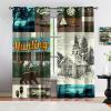VELOMEA Rustic Outdoor Curtains, Hunting Patchwork Bear Deer Tent Campfire Plaid Pattern, Country Cabin Lodge Blackout Curtains for Living Room and Bedroom, 2-Pack 132 x 244 cm view 1