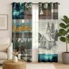 VELOMEA Rustic Outdoor Curtains, Hunting Patchwork Bear Deer Tent Campfire Plaid Pattern, Country Cabin Lodge Blackout Curtains for Living Room and Bedroom, 2-Pack 132 x 244 cm view 2