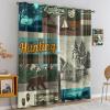 VELOMEA Rustic Outdoor Curtains, Hunting Patchwork Bear Deer Tent Campfire Plaid Pattern, Country Cabin Lodge Blackout Curtains for Living Room and Bedroom, 2-Pack 132 x 244 cm view 3