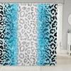 Homemissing Blue Glitter Leopard/Cheetah Shower Curtain, 180 x 180 cm, 12 Hooks view 1