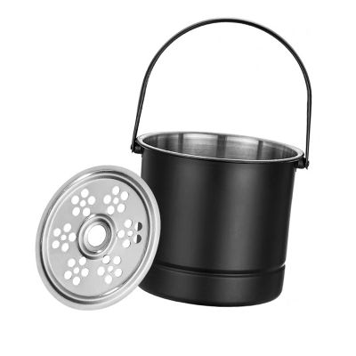 Garosa 1 L Stainless Steel Ice Bucket with Filter Plate, Black