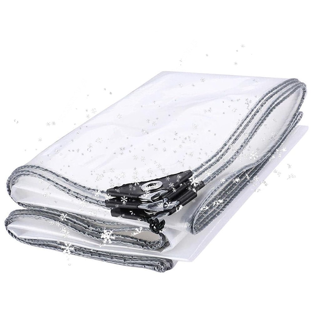 Transparent Tarp 217 x 270 cm, Heavy-Duty PVC Cover with Reinforced Eyelets