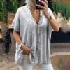 Guhmomh Women's Silver Sequin Short-Sleeve Top view 2