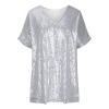 Guhmomh Women's Silver Sequin Short-Sleeve Top view 4