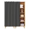 Self-Adhesive Sliding Cabinet Curtain with Track, Washable Flannel Privacy Screen, Dark Gray, 80 x 150 cm view 1