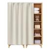 Self-Adhesive Sliding Cabinet Curtain with Track, Washable Flannel Privacy Cover, Light Beige, 90 x 80 cm view 1