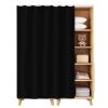 Self-Adhesive Sliding Wardrobe Curtain with Track, Washable Flannel Privacy Screen, Black, 100 x 90 cm view 1