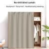 Self-Adhesive Sliding Wardrobe Curtain with Track, Washable Flannel Privacy Screen, Black, 100 x 90 cm view 2