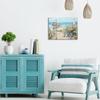 Dazzlewall Beach Canvas Wall Art for Bathroom, Coastal Bicycle Ocean Seascape, Teal Aqua Blue, Framed 12 x 16 in view 2