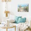 Dazzlewall Beach Canvas Wall Art for Bathroom, Coastal Bicycle Ocean Seascape, Teal Aqua Blue, Framed 12 x 16 in view 3