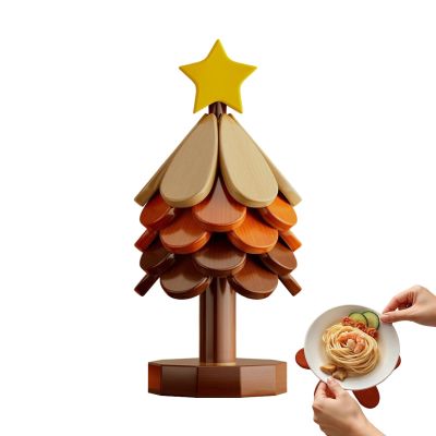 Wooden Christmas Tree Trivet Set