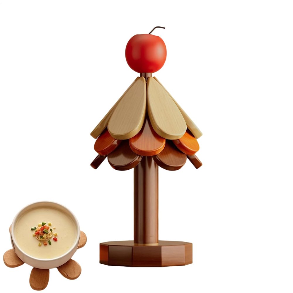 Wooden Christmas Tree Trivet Set