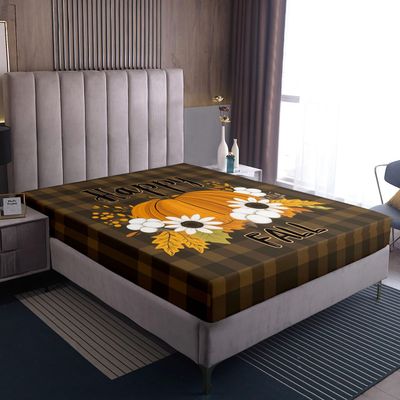 Homewish Autumn Pumpkin Fitted Sheet 90 x 200 cm, Kids’ Buffalo Plaid Design
