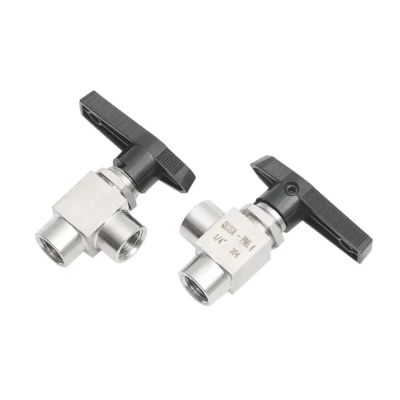 EKFBQBGW 1/8", 1/4", 3/8", 1/2" Female-Thread 304 Stainless Steel Right-Angle 2-Way High-Pressure Ball Valve (1/4")