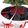Gothic Dark Red Rose Christmas Tree Skirt with Black Leaves, 36 in view 3