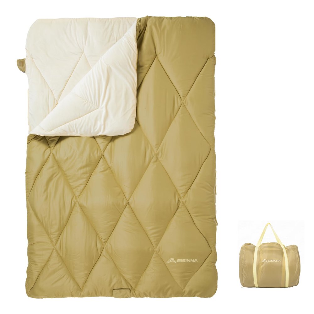 BISINNA Double Flannel Sleeping Bag for Adults, 2-Person Queen Size