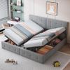 WIZBED 180x200 Box Spring Bed with Storage, Hydraulic Upholstered Double Bed with Slatted Frame, Velvet, No Mattress, Gray view 1
