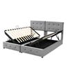 WIZBED 180x200 Box Spring Bed with Storage, Hydraulic Upholstered Double Bed with Slatted Frame, Velvet, No Mattress, Gray view 3