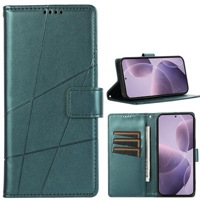 BAILI Phone Case for vivo Y29S 5G, Card Slots, Stand, Line Pattern, Wallet Case, Green