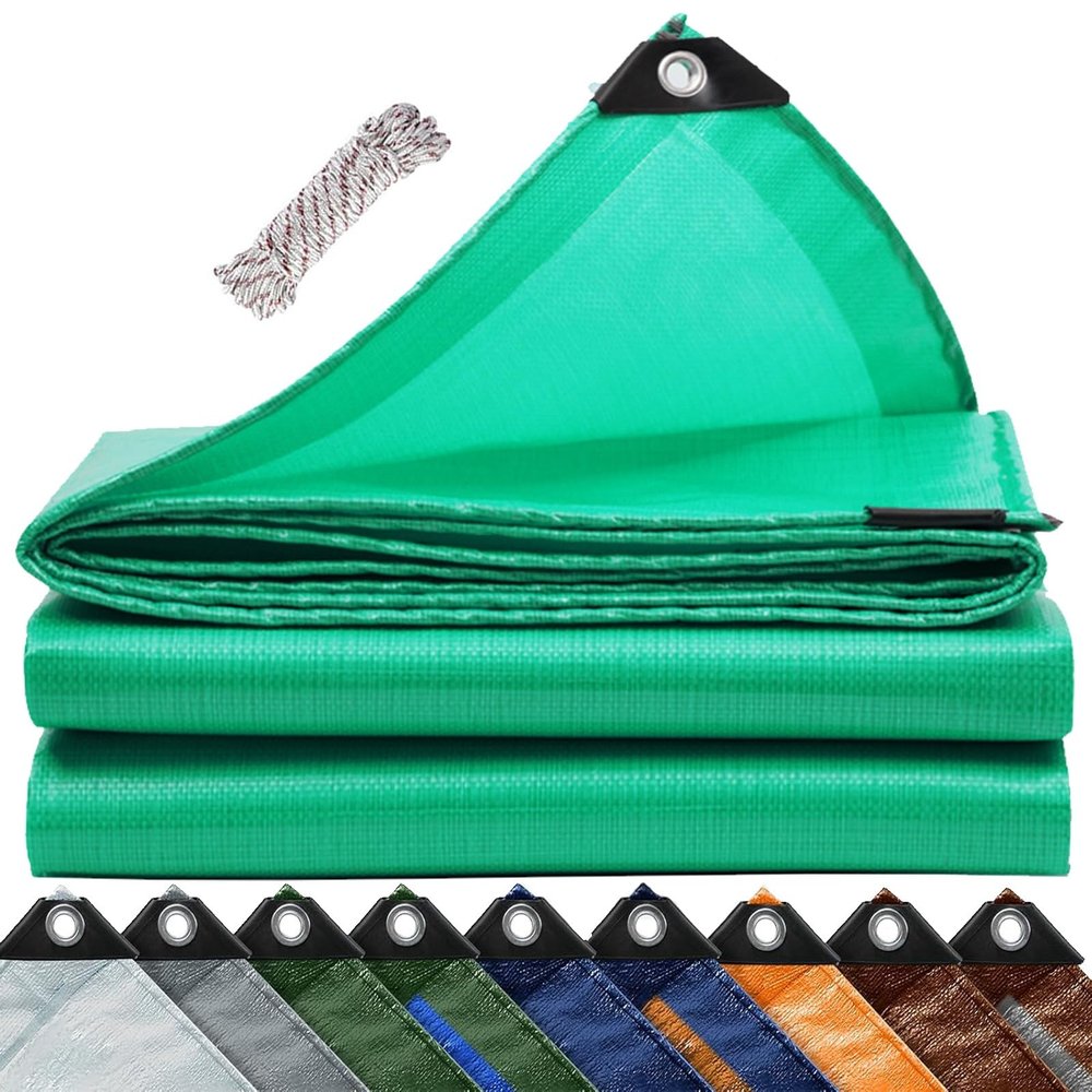 Green Waterproof Tarpaulin 1.3 x 3.9 m, UV-Stabilized, 200 g/m²