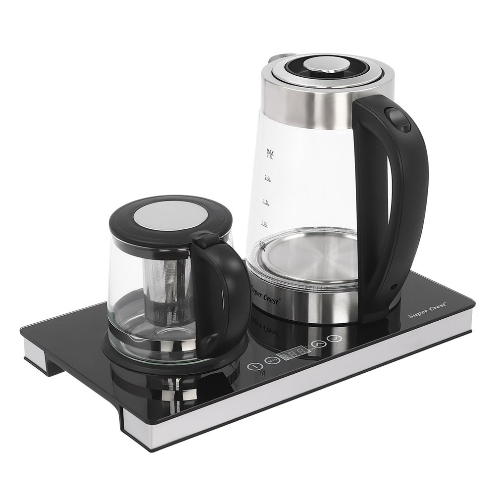 2-Piece Electric Kettle Set, 2.5L + 1.0L, Glass and Stainless Steel, 1800W