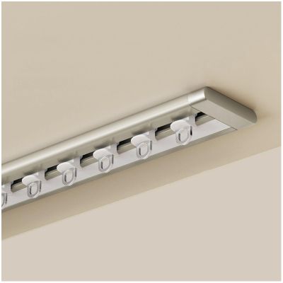 Ultra-Flat Aluminum Single-Track Curtain Rail, 4.7 m, Champagne, Ceiling Mount