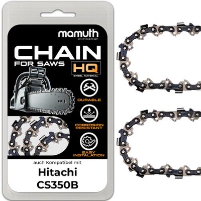 2-Pack Chainsaw Chains, 35 cm, 1.3 mm, 3/8 in, 52 Drive Links, for Hitachi CS350B