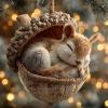 Christmas Tree Ornaments with Forest Animal Motifs and Acorns view 2