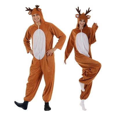 Generic Reindeer Costume for Adults with Hood and Fleece Onesie