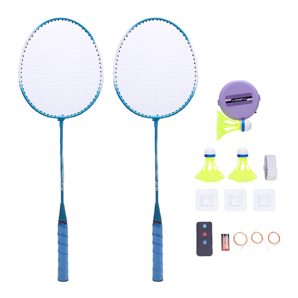 RiToEasysports Badminton Set, Automatic Rebound Self-Training Device with Two Rackets and Light-Up Shuttlecocks for Solo Players