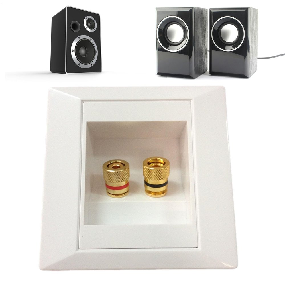 Gold-Plated Banana Plug Speaker Cable Wall Plate